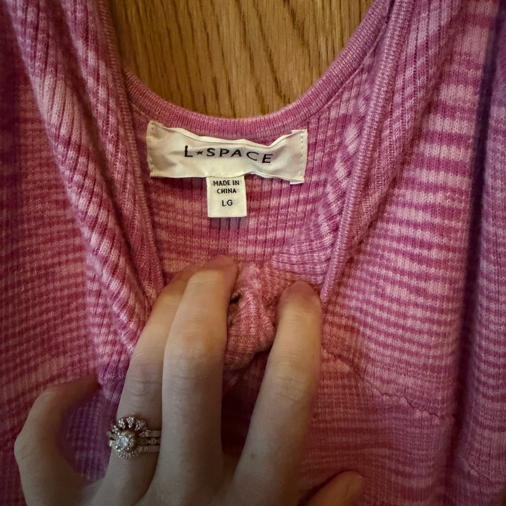 l*space Pink Ribbed Tie-Front Maxi - Picture 2 of 3